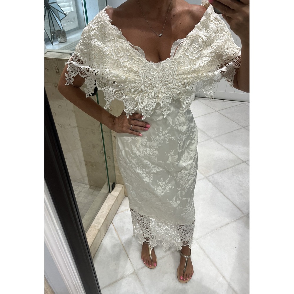 Vintage 1980’s JESSICA MCCLINTOCK Victorian Lace Wedding Brocade New Nwt Crochet